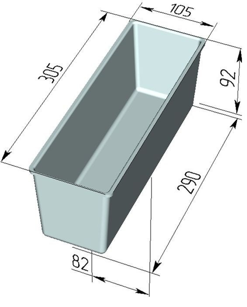 Тостерная форма для выпечки хлеба 305х105х92 мм