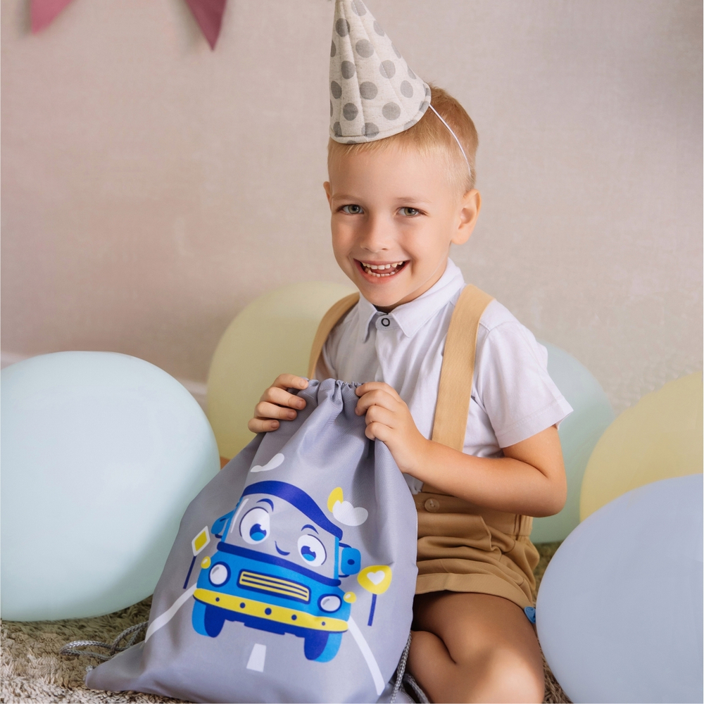 Мешок в садик 33х40, Машинка (серый)