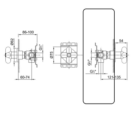 Fantini Встраиваемая часть дивертера на 2 выхода 19 00 D276A