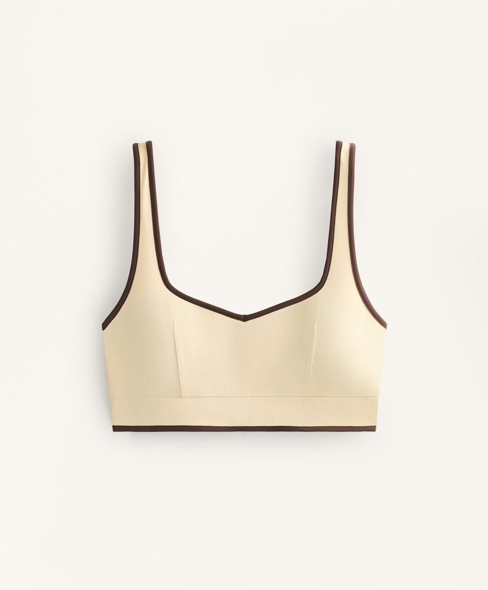 Oysho Топ Comfortlux с контрастными деталями, ванильный