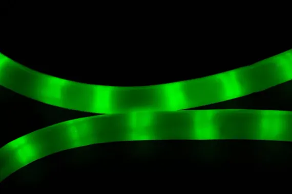 Дюралайт светодиодный 2-х проводной, диаметр 13 мм., 220В, зеленые LED лампы 36 шт на 1 м., бухта 100 м., матовый, статика, Teamprof (TPF-DL-2WHM-100-240-G)