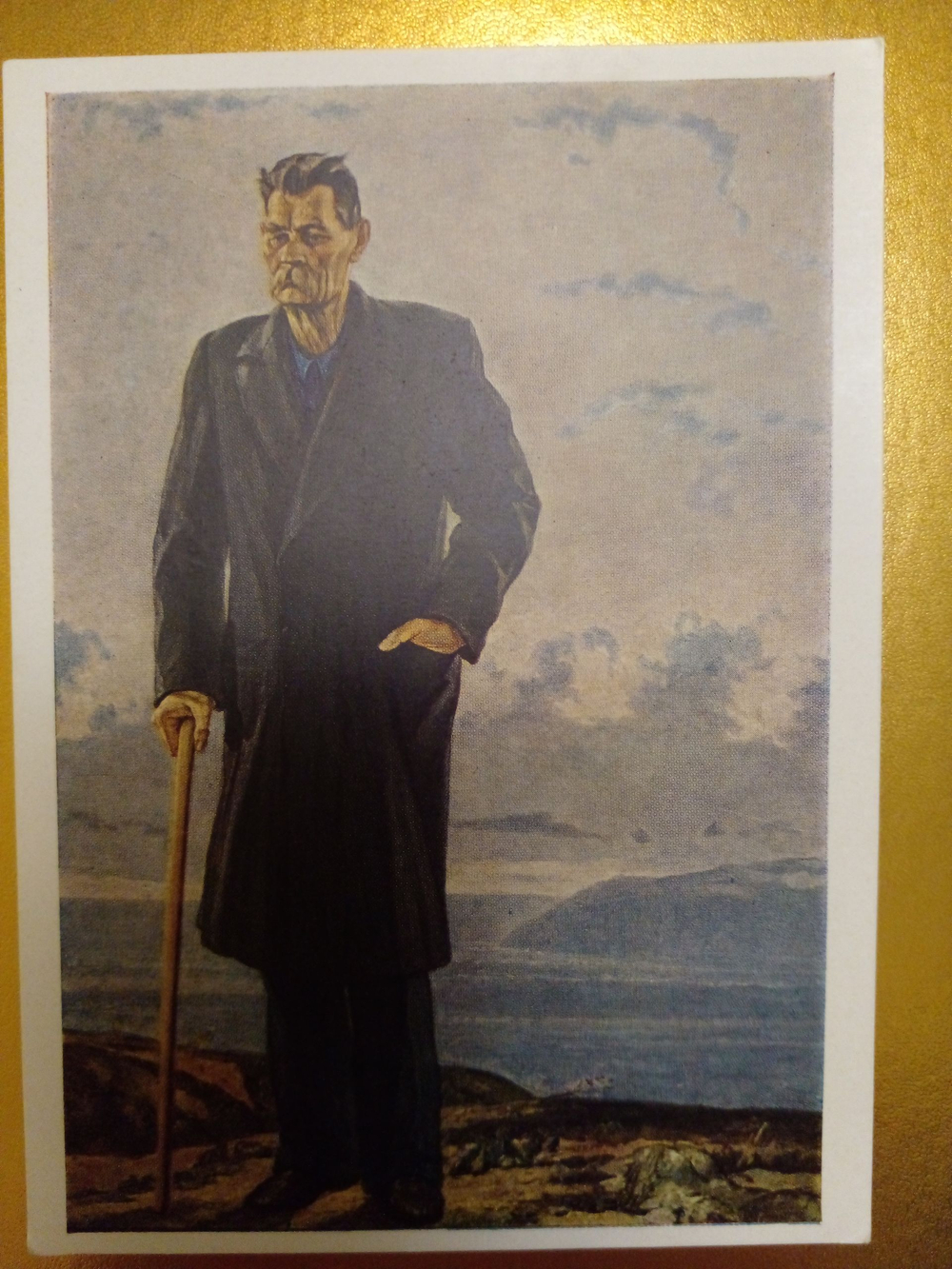 Винтажная открытка СССР П. Д. Корин. Портрет А. М. Горького. 1964 г.