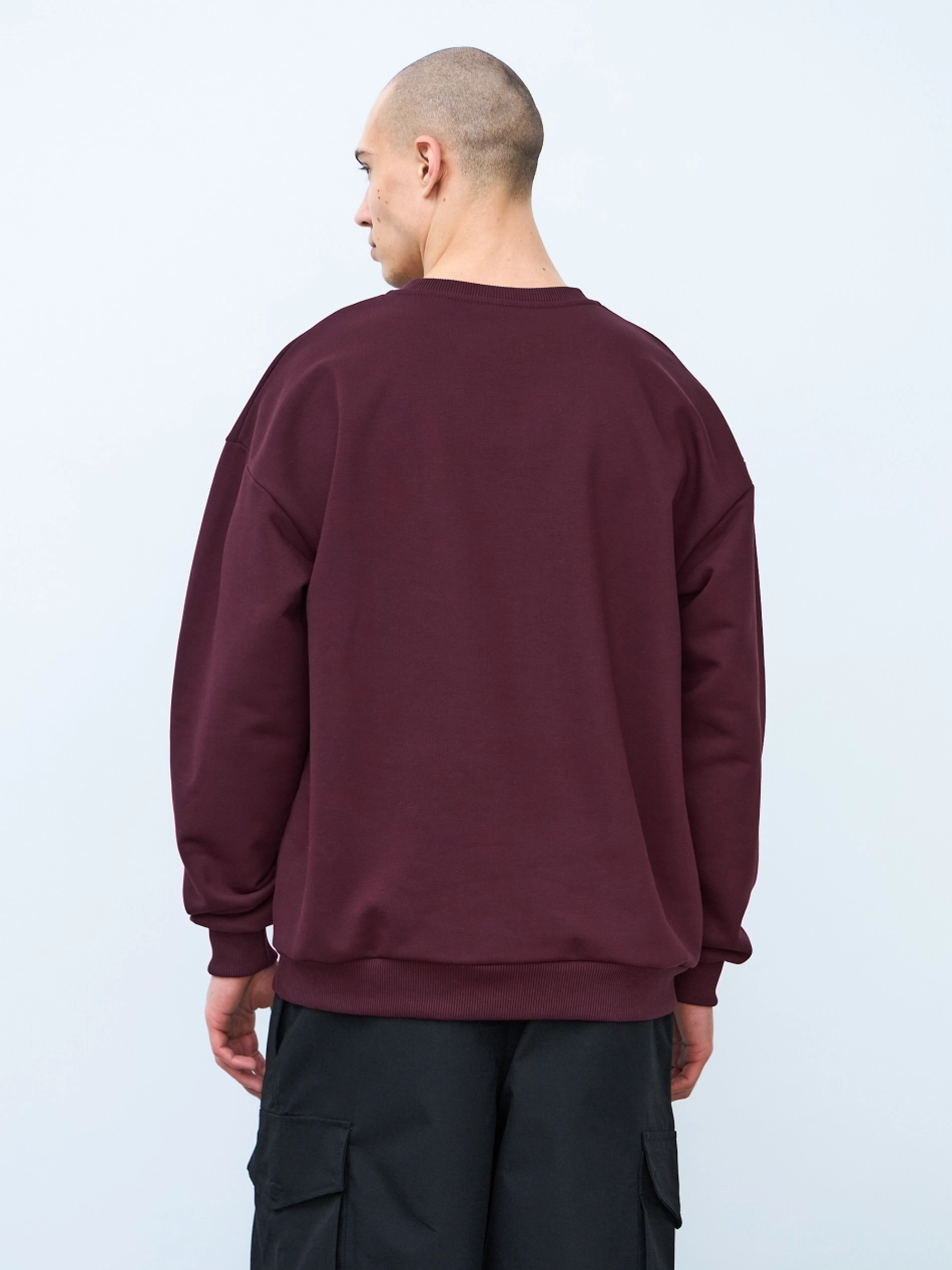 Свитшот оверсайз, с начесом (бордовый)