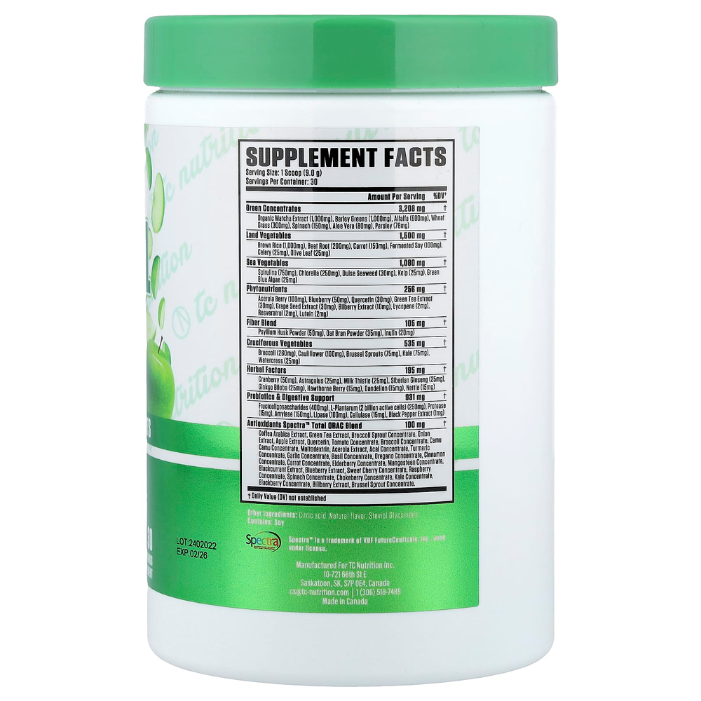 TC Nutrition, Essential Series, незаменимая зелень, фитонутриенты и антиоксиданты, зеленое яблоко, 271 г (9,56 унции)