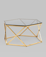 Журнальный столик Круз 93*80 стекло smoke сталь золото
