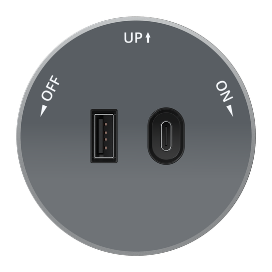 MULTITRACK Розетка 2хUSB (тип А+С) 18 Вт, 5 В/3 А ГРАФИТ