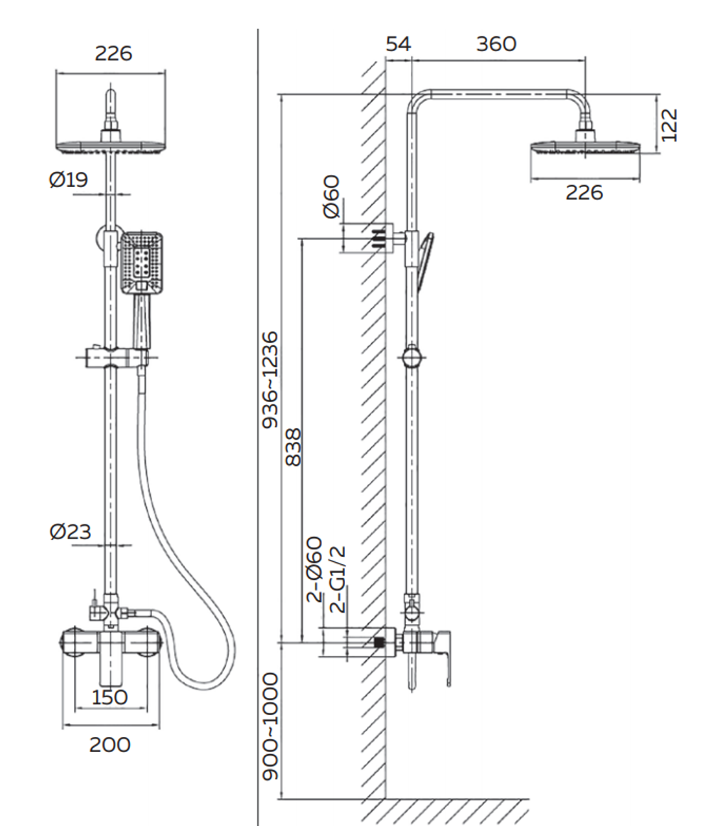 Душевая система AltroBagno Lamberto 030103 MB