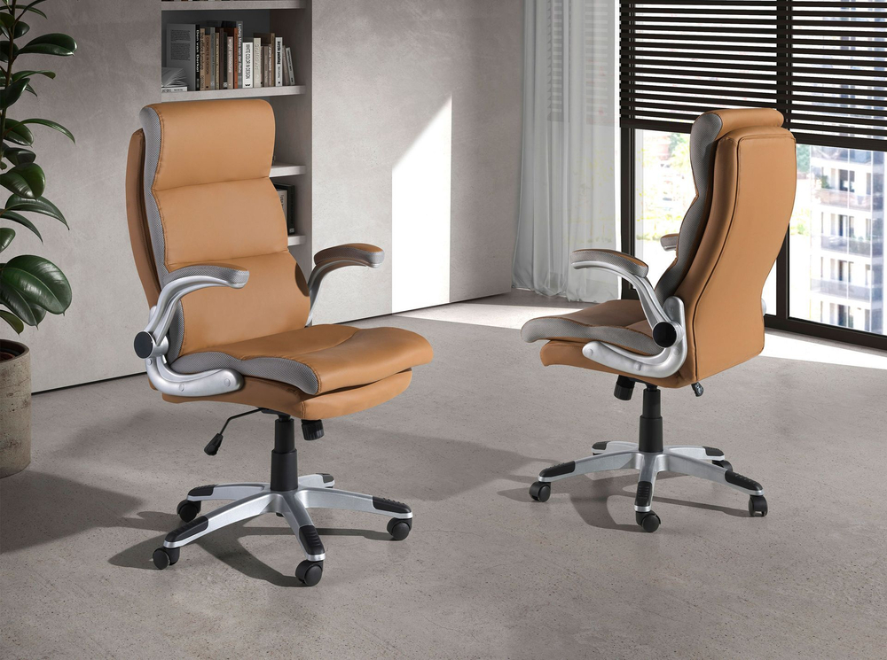 Вращающийся офисный стул 4141/MLM611396 из коричневой экокожи