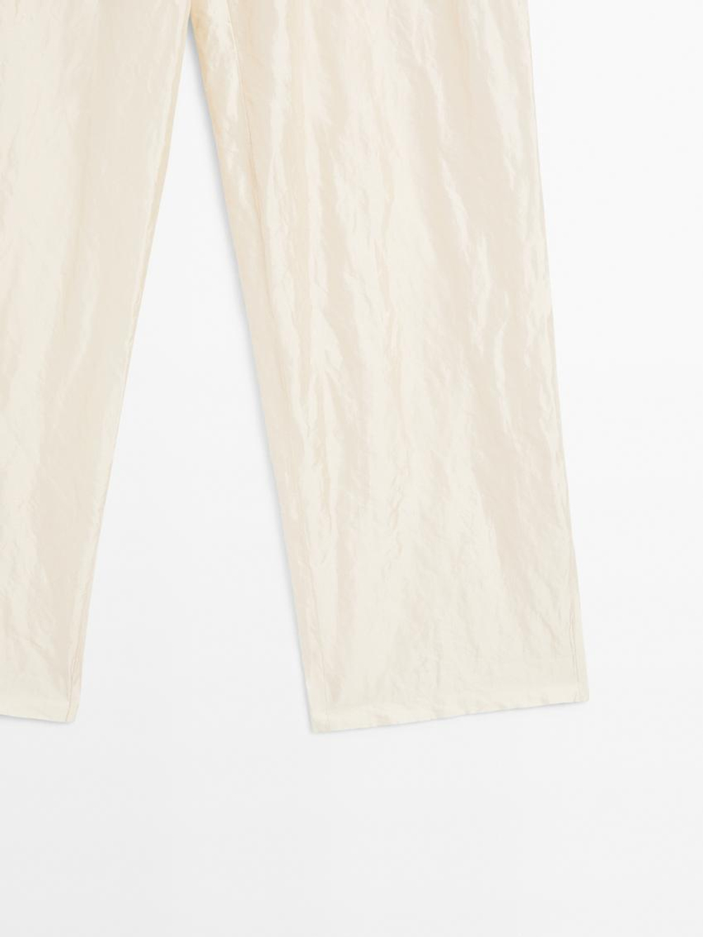 Massimo Dutti Брюки из фактурного атласа с прямыми штанинами - Limited Edition, жемчужно-серый