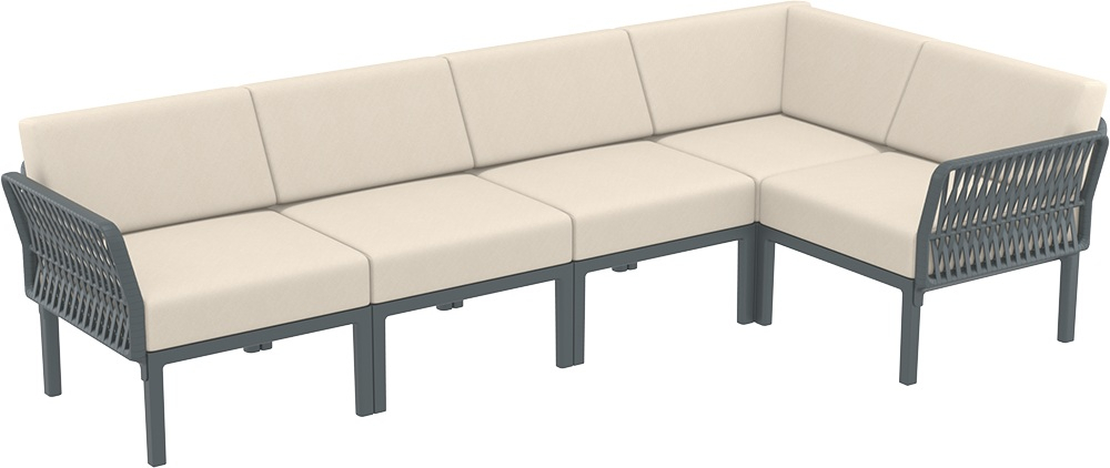 Комплект пластиковой мебели Siesta Contract Portofino Lounge Corner, темно-серый, бежевый