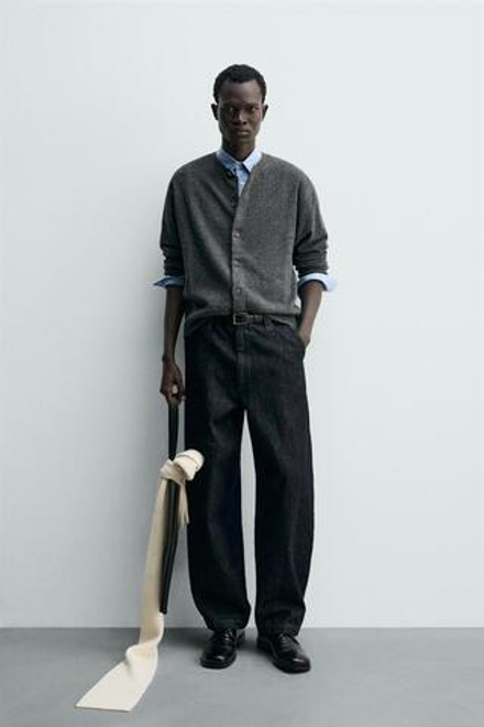 ZARA КАРДИГАН RELAXED FIT ИЗ СМЕСОВОЙ ШЕРСТИ, СЕРЫЙ