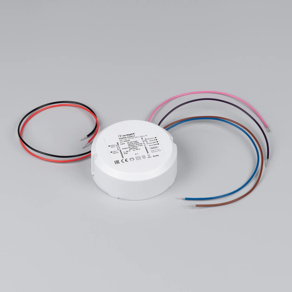 Блок питания ARJ-KE-42700-PFC-DALI-R (30W, 9-42V, 0.7A) (Arlight, IP20 Пластик, 3 года) 038300