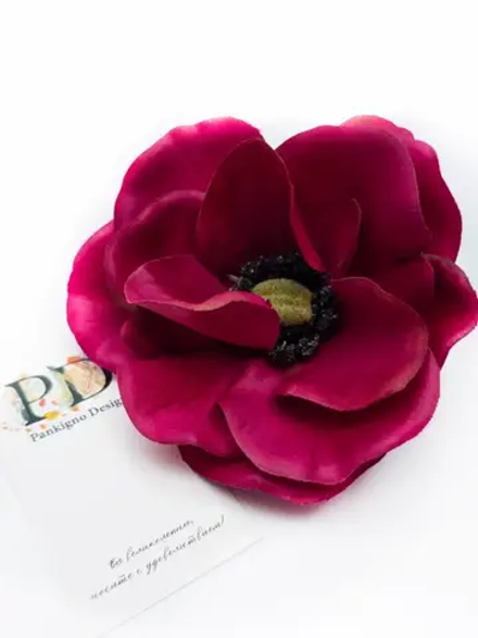 Брошь Pankigno Design с атласным цветком анемоны