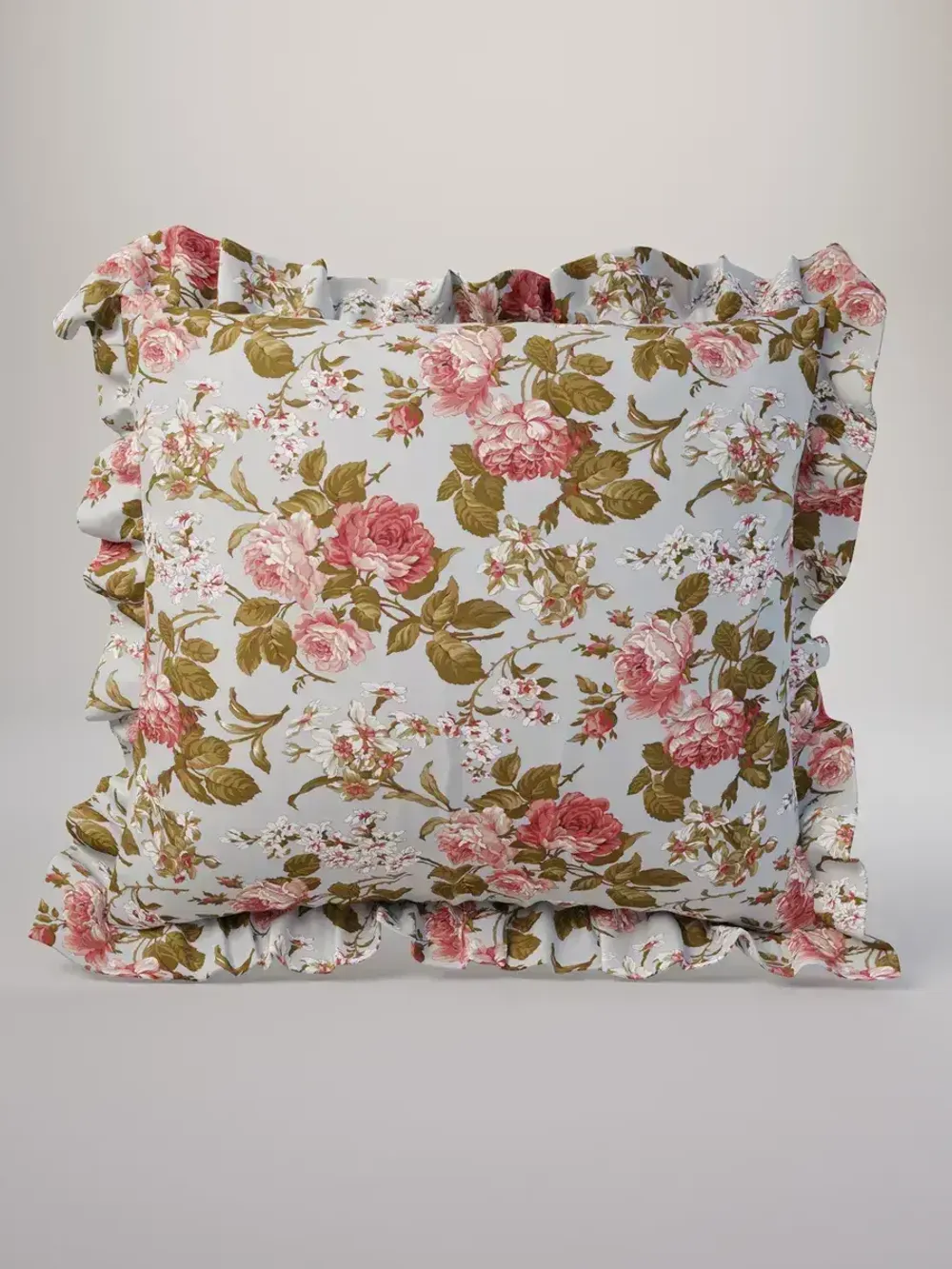 Декоративная наволочка с рюшами, оборками "Прохоровская роза(новая)" 70х70 см, 1 шт, без молнии