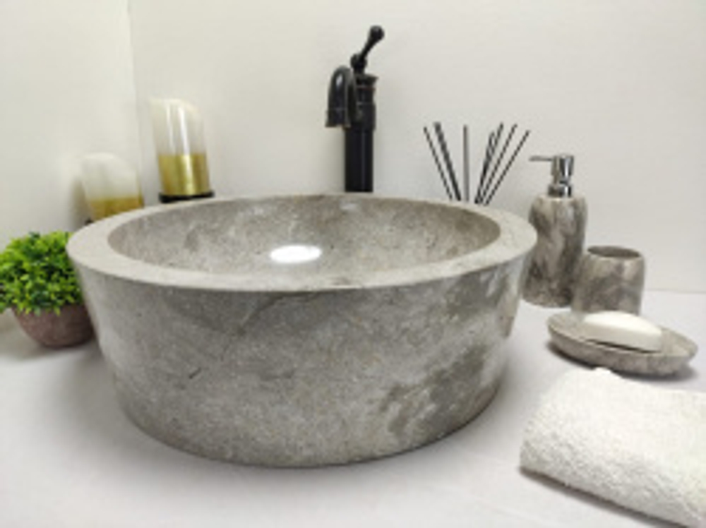 Раковина из мрамора Drum Grey Medium DM-60197 45*45*15