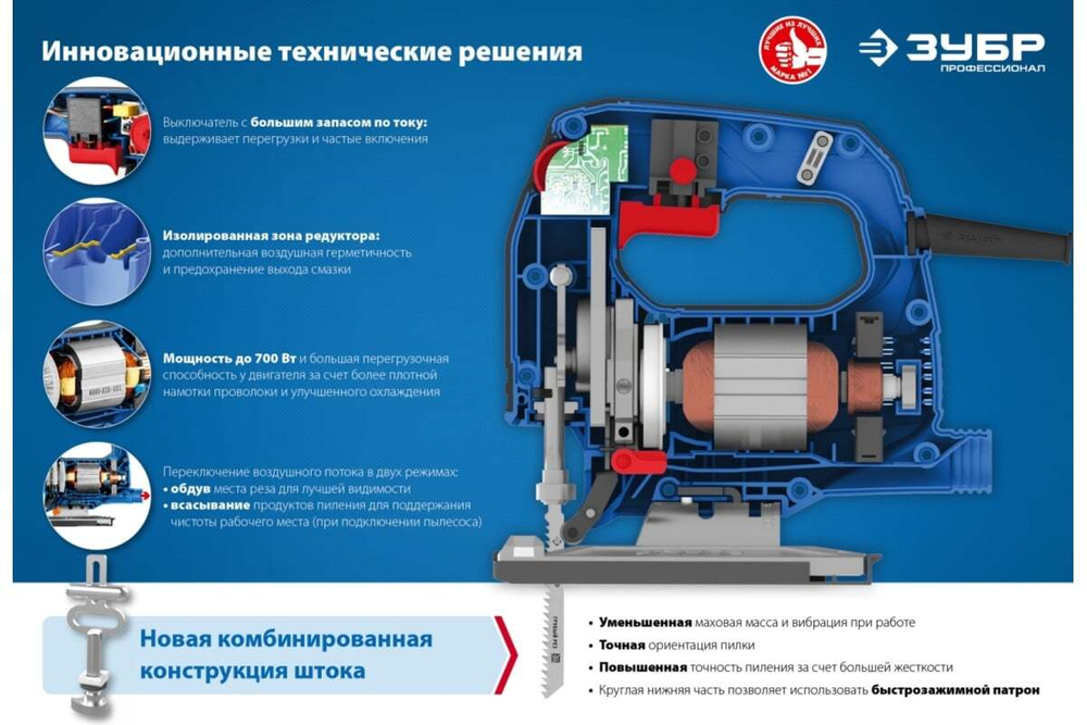Электрический лобзик Зубр Профессионал, 500 Вт, кейс ЛП-500 К