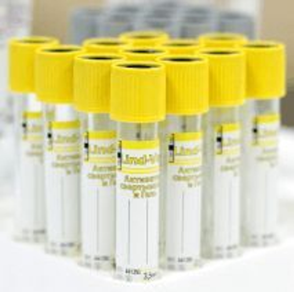 Пробирка вакуумная с активатором свертывания и разделительным гелем 2 мл 13х75 мм, желтая, Lind-Vac, 100 шт