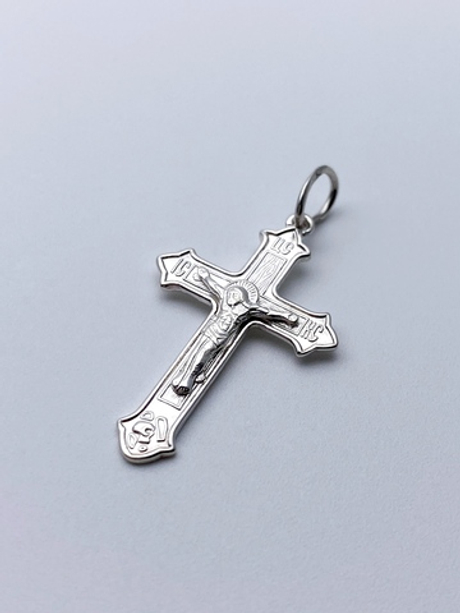 Крест из серебра/Без покрытия/С подвижным ухом