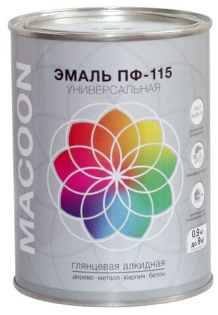 Эмаль ПФ-115 алкидная глянцевая ярко-зеленая 1,9кг MACOON (6шт)