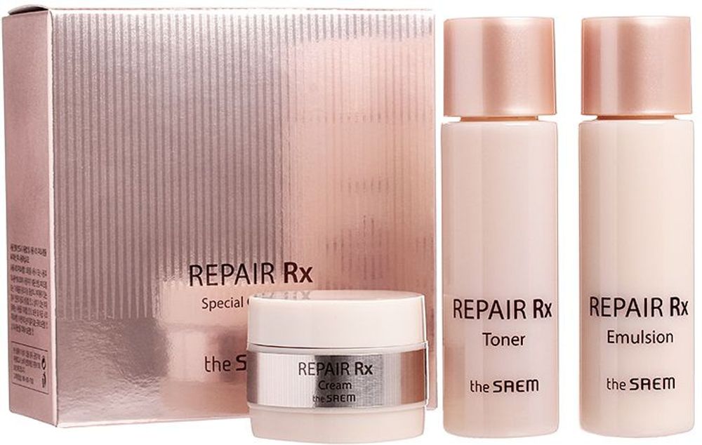 THE SAEM Набор антивозрастных средств для лица (тонер, эмульсия, крем)  Repair Rx Special Gift 3Set (тонер 31 мл. + эмульсия 31 мл. + крем 10 мл.).