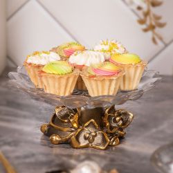 Фруктовница Орхидея Лайм Бронза с чашей из стекла