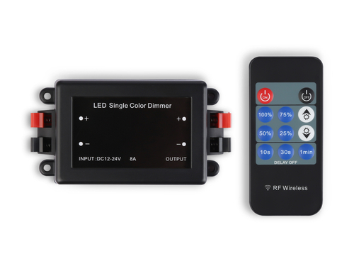 Контроллер диммер для одноцветных светодиодных лент с радио пультом 2.4G 8A 12V 96W / 24V 192W GS11001 (CR2025)