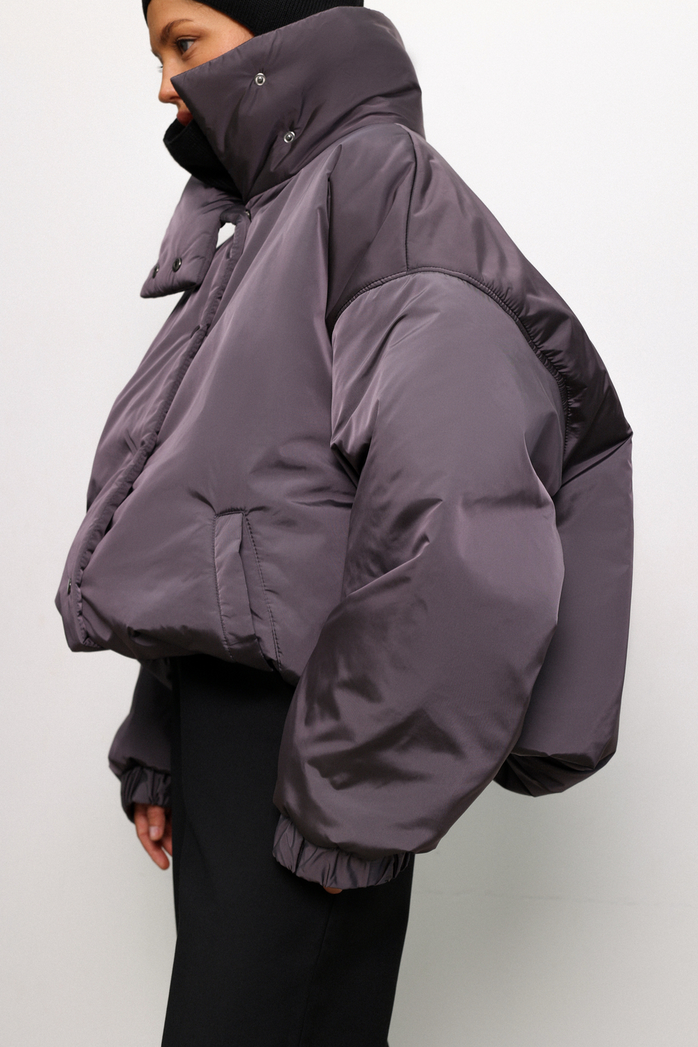 Пуховик дутый с поясом