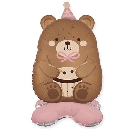 Объемная фигура "Мишка с барабаном в розовом колпаке"