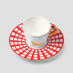 Чайная пара Farforite «Золотой конь» 250 мл в подарочной коробке