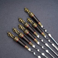 Подарочный набор шампуров "ВДВ", рукояти черный мореный граб