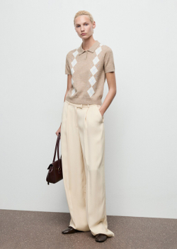 Свитер с воротником поло и узором «ромбы»