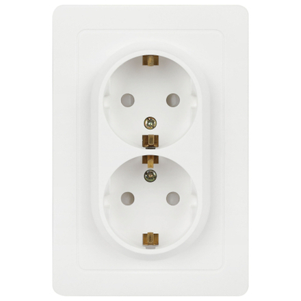 Розетка Intro Style 7-208-01 двойная с заземлением 2X2P+E Schuko со шторками 16А-250В IP20 СУ белый