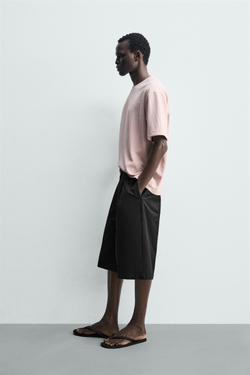ZARA ФУТБОЛКА RELAXED FIT ИЗ РЕЛЬЕФНОЙ ТКАНИ, РОЗОВЫЙ