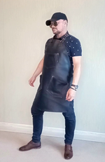 Авторский кожаный синий фартук БогомолOFF Бармен Блю BG00607