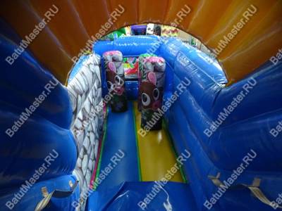 Надувной батут "В гостях у зебры" 7x7x6 м, с окошками на бортах