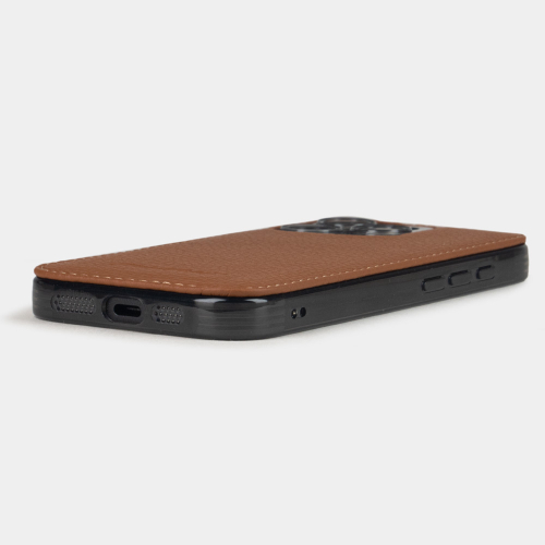 Чехол-накладка для iPhone 16 Pro из кожи теленка, цвета карамель