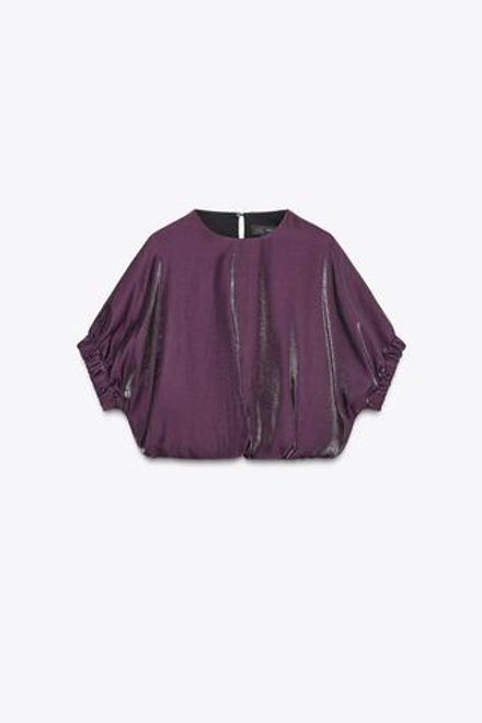 ZARA АТЛАСНЫЙ ТОП, БАКЛАЖАННЫЙ