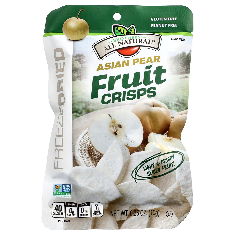Brothers-All-Natural, Fruit Crisps, азиатская груша, 12 пакетиков на одну порцию, 10 г (0,35 унции)