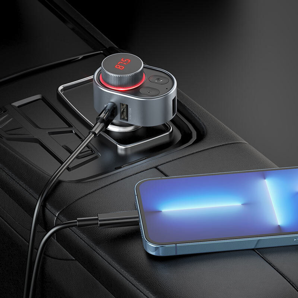 Автомобильный FM-трансмиттер HOCO E72 Bluetooth (черный)