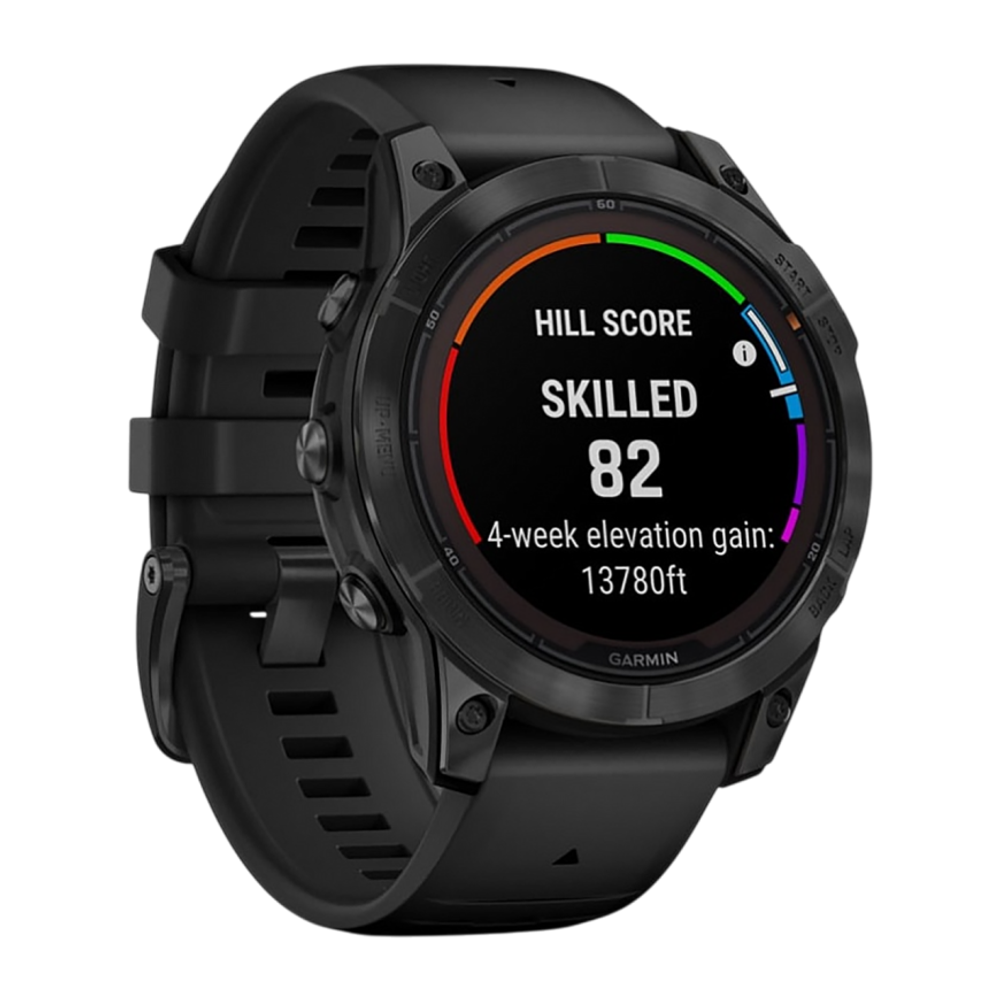 Спортивные часы Garmin fenix 7 Pro Solar Edition, 47 мм, чёрный силиконовый ремешок Сланцево-серый безель из нержавеющей стали, дисплей Solar со стеклом Power Glass. Ремешок с классической застёжкой — на запястье обхватом 125–208 мм