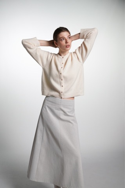 Юбка клиньями из плотного светло-серого хлопка