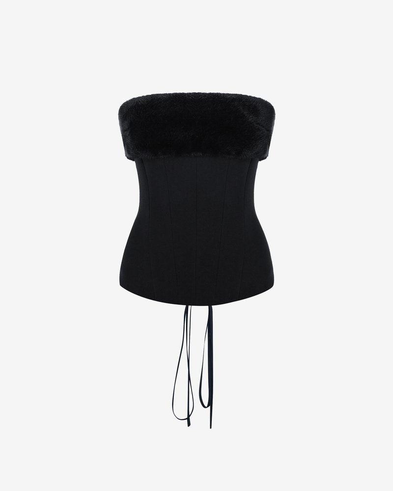 Топ из крепа с мехом