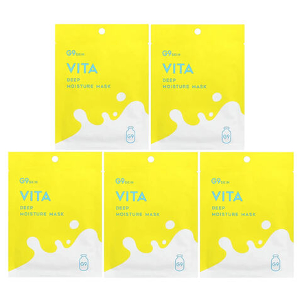 G9skin, Vita, маска для глубокого увлажнения, молочко, 5 шт., 22 мл (0,74 жидк. унции)