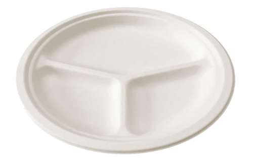 Тарелка БиоУп, 3-х секционная, диаметр 262 мм, целлюлоза, 50 штук