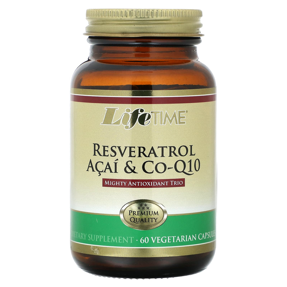 LifeTime Vitamins, ресвератрол, асаи и коэнзим Q10, 60 вегетарианских капсул
