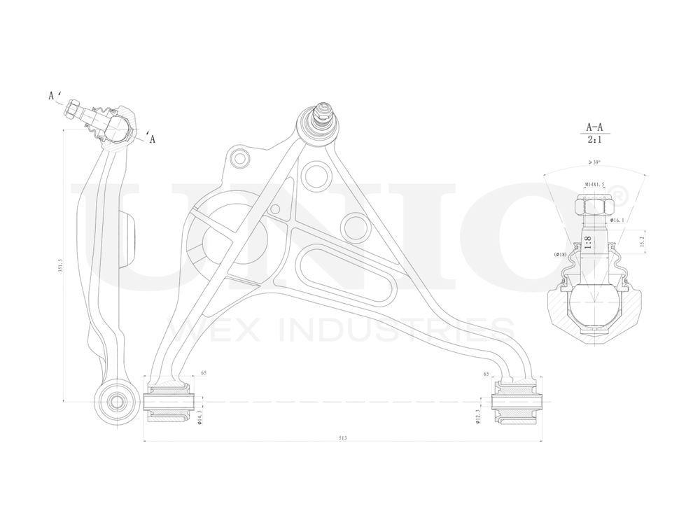 Рычаг подвески поперечный передний нижний правый UNIO SSP-40032