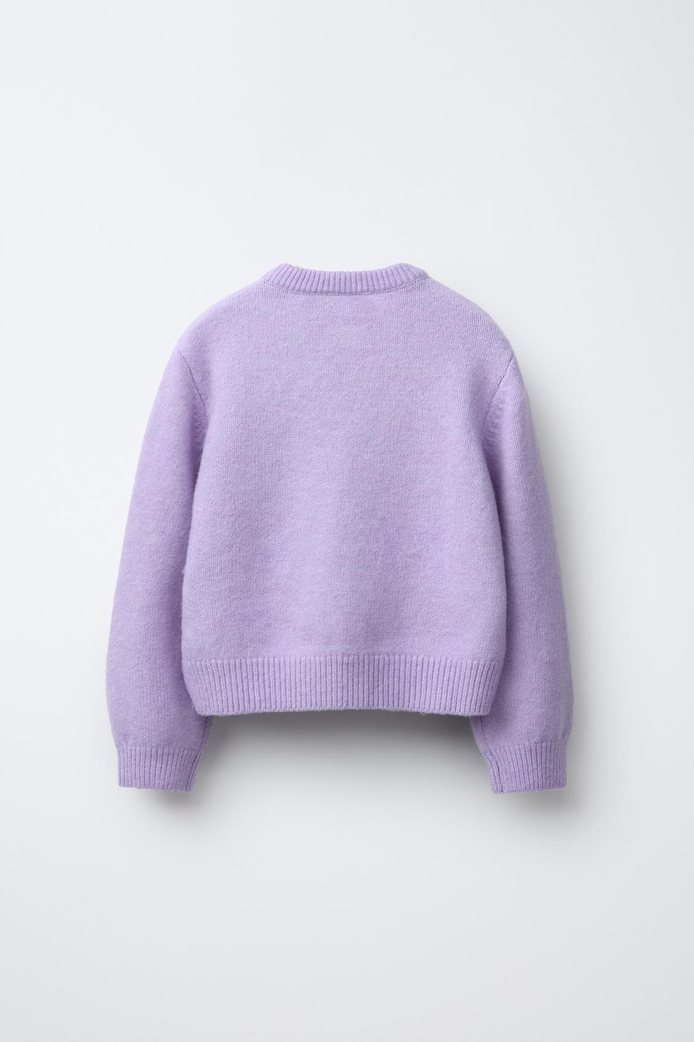 ZARA ВЯЗАНЫЙ ДЖЕМПЕР С ЦВЕТАМИ, СИРЕНЕВЫЙ