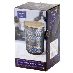 Банка для сыпучих продуктов (с бамбуковой крышкой) "Чайхана" d=10см. h=15см. v=820мл.