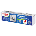 Крючки самоклеящиеся универсальные 4 5x4 5 см комплект 4 шт. сталь серебристые LAIMA Home (2 штуки в упаковке)