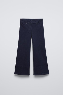 ZARA РАСКЛЕШЕННЫЕ ДЖИНСЫ С ДЕКОРАТИВНОЙ СТРОЧКОЙ, СИНИЙ